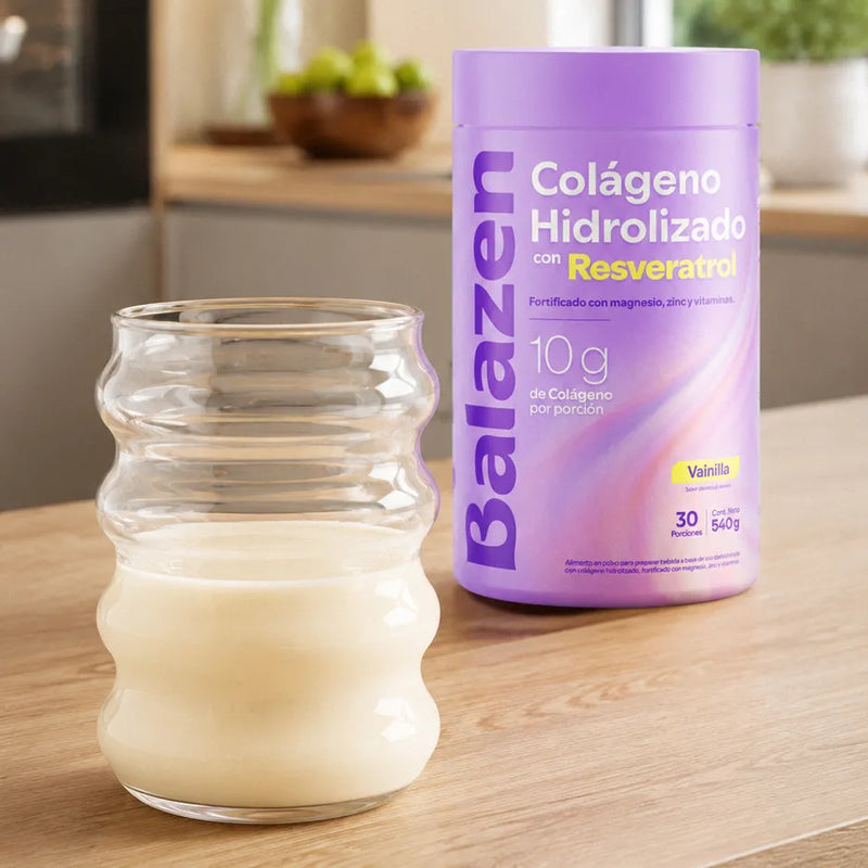 Colágeno hidrolizado en polvo Balazen preparado con agua