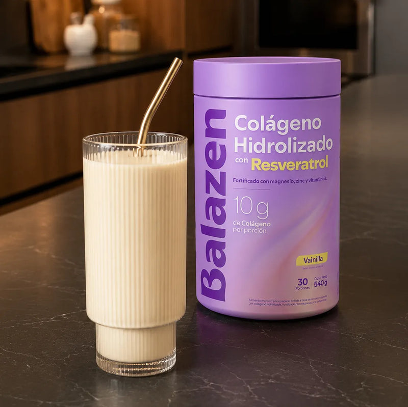 Colágeno hidrolizado Balazen sabor vainilla preparado con leche