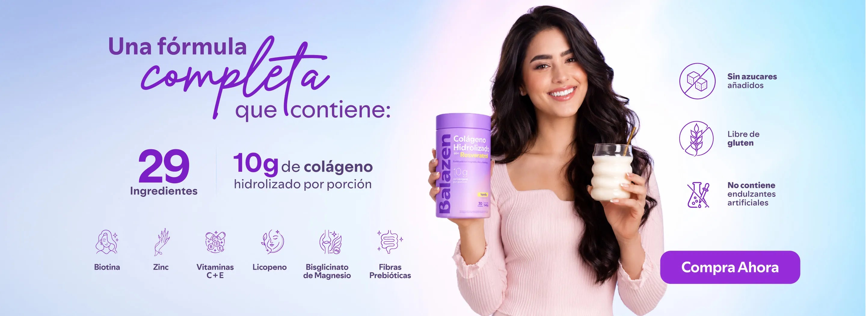 Fórmula del colágeno hidrolizado con resveratrol Balazen y sus ingredientes