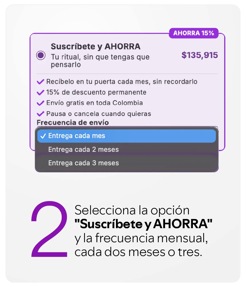 Segundo paso para configurar la suscripción de productos Balazen